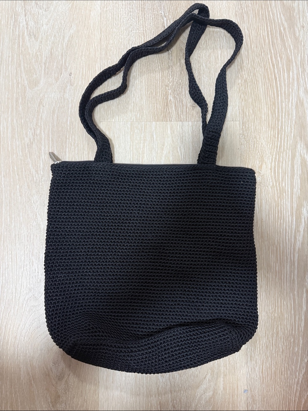 The Sak Black Knit Shoulder Bag with Long Straps